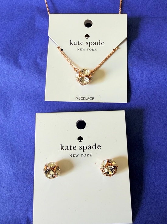 kate spade Jewelry - kate spade Rose Gold Crystal Cluster Necklace and Studs